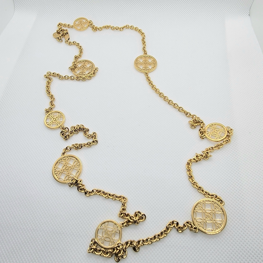 Michael Kors Gold-Tone Open Monogram Disc Station Necklace